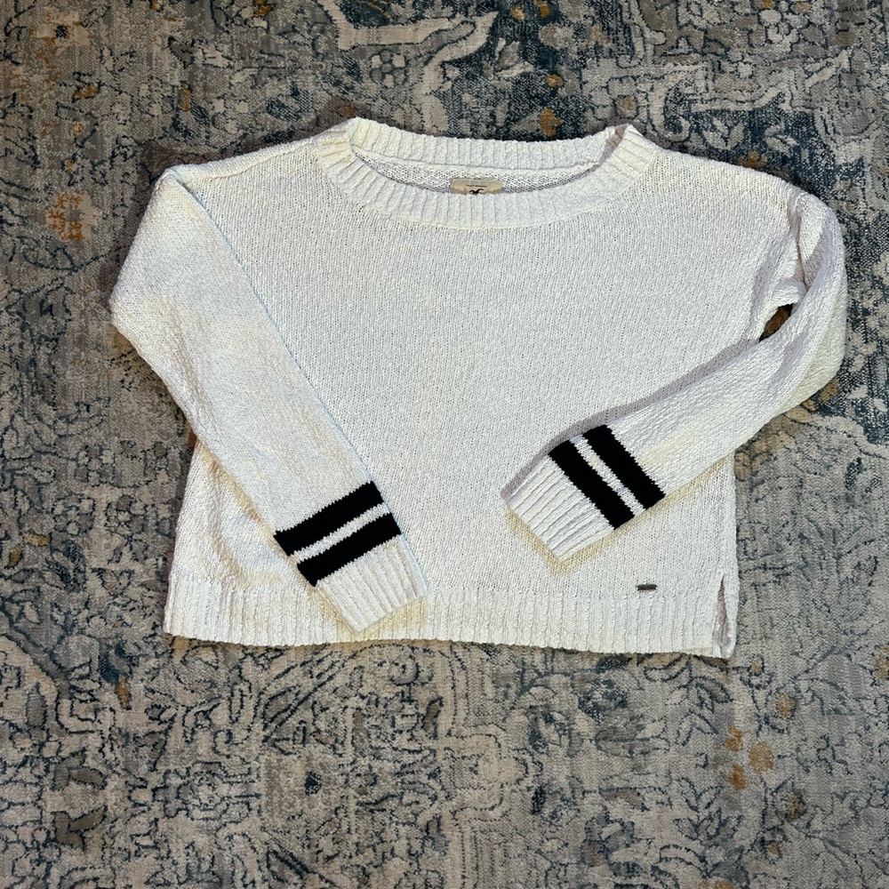 White Sweater with Black Accents